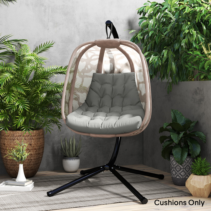 Подушка для сидіння Outsunny, 120x100 см подушка для стільця зі спинкою, 8 см товщиною м'яка підкладка, водовідштовхуюча подушка для сидіння для гойдалок та підвісних крісел, сірого кольору | Aosom