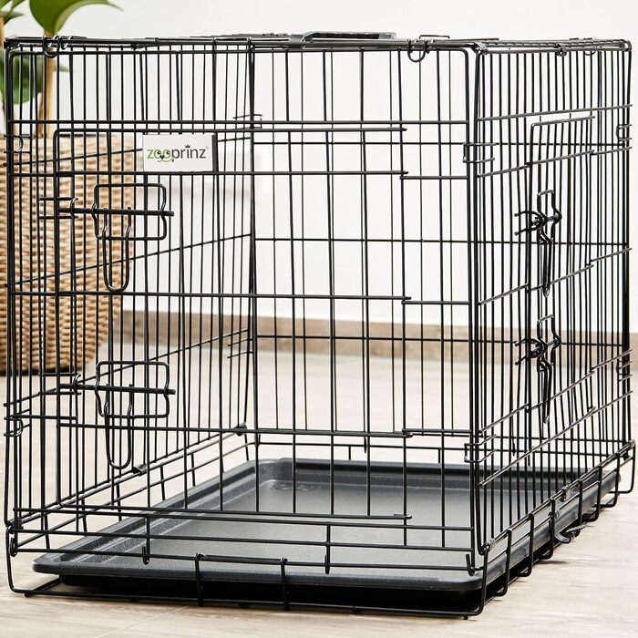 Складана переносна собача будка Zooprinz з міцного металу – клітка для собак з 2 дверцятами, піддоном та ручкою для перенесення – 4 розміри (122 x 74,5 x 80,5 см)