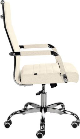 Ергономічне крісло для офісу Amadora I з регулюванням висоти, поворотне на 360 градусів, тканинне покриття, міцне, витримує до 120 кг, колір: кремовий
