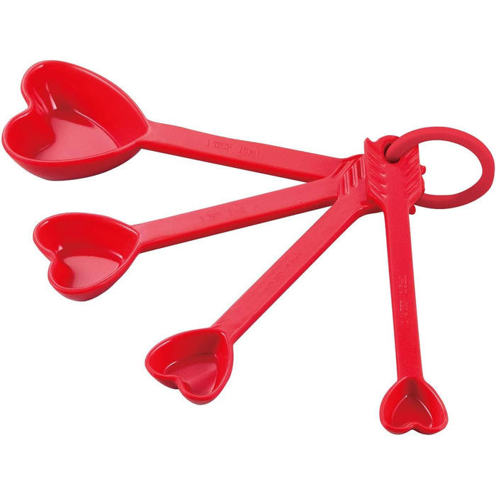 UP 8-Piece Multi-Purpose Measuring Cup and Spoon Set, Liquid and Dry Melamine Measuring Cups, Cooking and Baking Tools, Measuring Set (Heart)