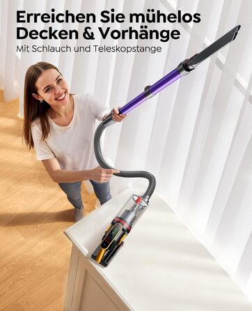 Бездротовий акумуляторний пилосос Fieety 600W з турбощіткою для тварин, 65 хвилин роботи, 8-шарова фільтрація та ароматерапією, для дому, авто та твердих поверхонь