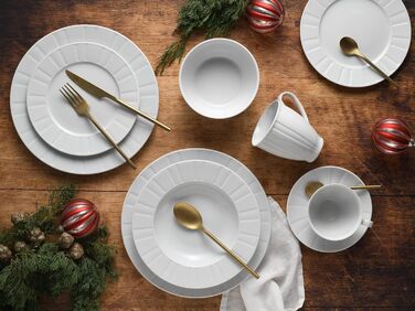 CreaTable Tafelservice Barcelona, 12-teilний сервіз з порцеляни, Made in Europe