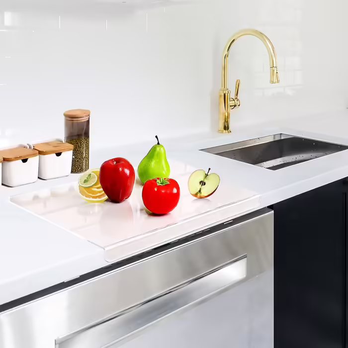 Acrylic Kitchen Countertop Cutting Boards, 5mm Transparent Board with Lip for Countertop Protection, Home Restaurant Cutting Board Cutting Mat for Kneading Countertop from Non-Slip (60 x 45 cm)