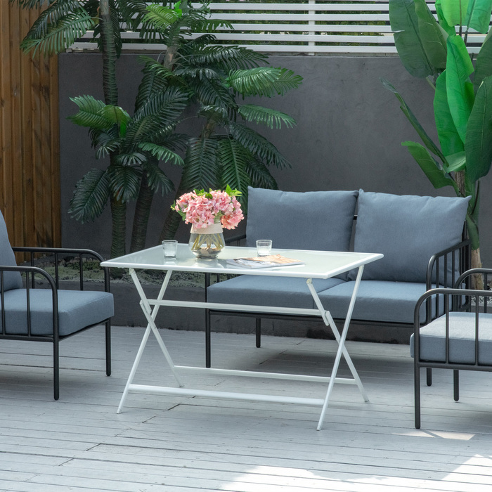 Стіл Outsunny розкладний садовий зі скобою для парасольки 110x70x70 см, складний і стабільний, приставний столик для балкона та пікніка