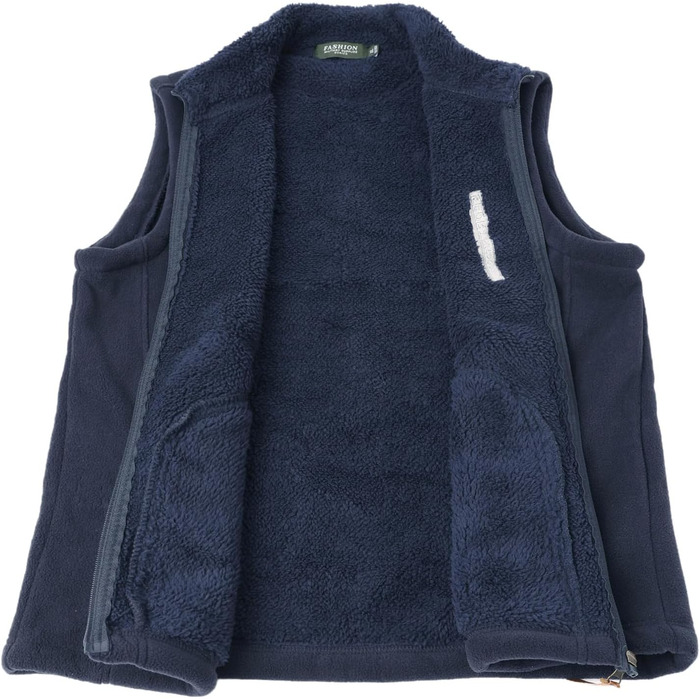Чоловічий флісовий жилет з високим коміром для активного відпочинку, теплий зимовий жилет, чоловічий жилет з кишенями на блискавці, з підкладкою (синій, 3XL)