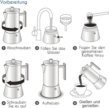 Easyworkz Diego Espresso Maker for Stove, Stainless Steel, Italian Coffee Machine, Moka Pot for 6 Cups, 300 ml Espresso Pot for Induction Silver