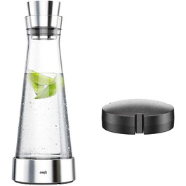 Emsa glass giraffe cooler with cooling element, glass, transparent, 1 Liter & 507337 cooling pack, For Flow/Bottle Cooler Flow Slim series, Black, Flow
