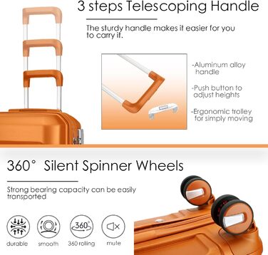 Чохол-валіза Sea Choice з поліпропілену, розширюваний, ручна поклажа, 4-х частинний набір, з TSA замком (Оранжевий)