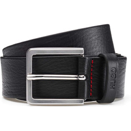 Чоловічий шкіряний ремінь HUGO Gionios з рельєфним оздобленням та металевими деталями, чорний