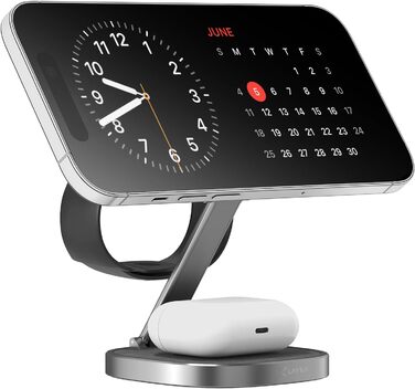 XLayer MagFix Pro 3 в 1 Зарядна станція MagSafe для iPhone 16/15/14/13/12, Apple Watch 5/6/7/8/9/SE/Ultra, бездротова, магнітна, складна, з підставкою