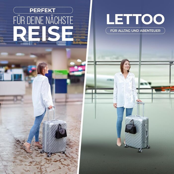 LETTOO Hartschalenkoffer середній 72L з алюмінієвим каркасом | Валіза-тролей з міцним корпусом та кріпленням для сумок [ВОДОНЕПРОНИКНА] Захист кутів (Срібний, валіза-тролей 24 дюймів)