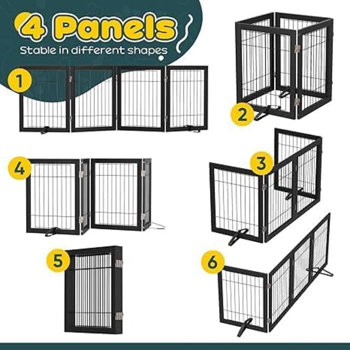 Бамбукове воріт для собак Semiocthome - 3 секції, 61 см, для дому, складане, для сходищ, білий