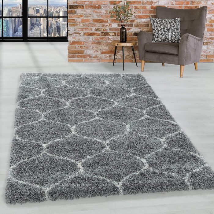 Килим HomebyHome Shaggy 160 см - високий ворс, скандинавський стиль, м'який та пухнастий. Підійде для вітальні, спальні, кухні, коридору. Розмір 120 x 170 см, сірий колір