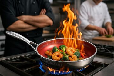 FIXLINE Black Forest Non-Stick Fry Pan - 28cm - RED Design - PTFE-Free - Compatible with All Cooktops (Including Induction) - Oven Safe up to 250°C - Easy to Clean - Ideal Gift