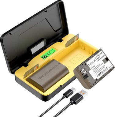 Зарядний пристрій ENEGON LP-E6/LP-E6N 20W з двома акумуляторами (2x 3000mAh) для Canon EOS 5D, 6D, 7D, 60D, 70D, 80D, 90D, XC10, XC15, з LCD-дисплеєм