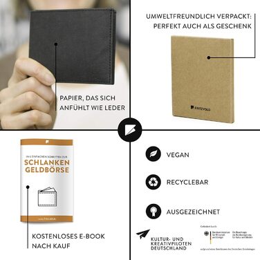 FRITZVOLD MINIMAL Wallet, small, slim wallet for women & men, extremely flat wallet, holds up to 10 cards, slim wallet, wallet made of washable paper-leather, brown