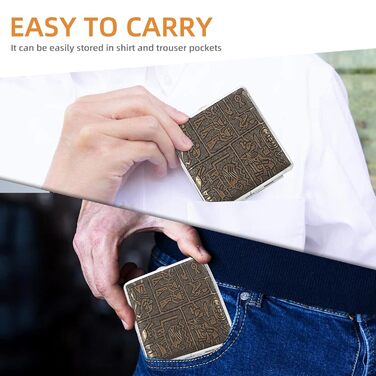 Металеве екіпен для сигарет на 20 штук з гумкою, 10*10*2 см - подарунок для чоловіків та жінок