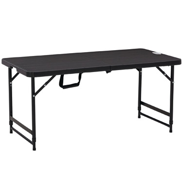Складаний садовий стіл Outsunny з пластику 118 x 60 x 74 см, стійкий до погодних умов, розкладний стіл, стіл-буфет з неслизькою поверхнею, кемпінговий стіл, стіл на балкон, терасу, в сад, на балкон, терасу, чорний колір | Aosom