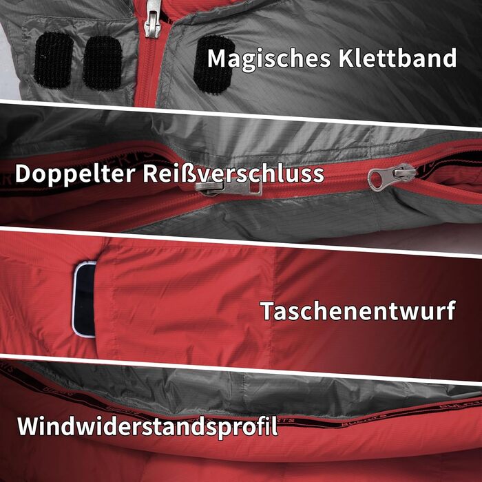 Спальний мішок для дорослих з пухом, 680FP, Outdoor, зимовий, для кемпінгу, походів та подорожей, з компресійним мішком, -10°C, сірий