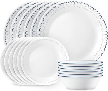 Сервіз Corelle на 6 осіб, 18 предметів, Vitrelle, морські смуги (синій, білий)