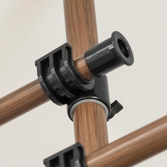 SoBuy KLS04-SCH Telescopic Clothing Rail with 5 Garment Rails and 2 Baskets Telescopic Wardrobe System Adjustable Shelf System B (209-311) x H (200-285) cm (Brown)