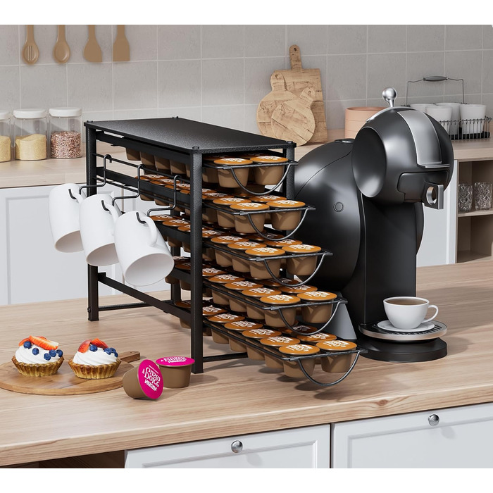 Тримач для капсул кави Dolce Gusto, органайзер на 70 капсул, 5-ярусний металевий ящик з тихими направляючими та антиковзними ніжками