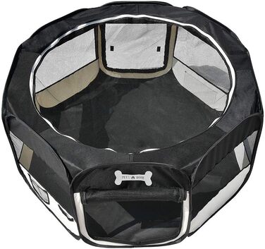 Вольєр для цуценят Melko 125x125x64 см, чорний, розкладний, для собак, котів, кроликів