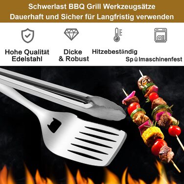 Набір гриль-посуду Herogo, 6 предметів: щипці, лопатка, вилка, щітка, сумка. Якісний аксесуар для гриля, BBQ, чудовий подарунок на Різдво.