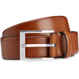 Чоловічий шкіряний ремінь BOSS Elloy-PC-An, італійського виробництва з логотипом, колір: Medium Brown