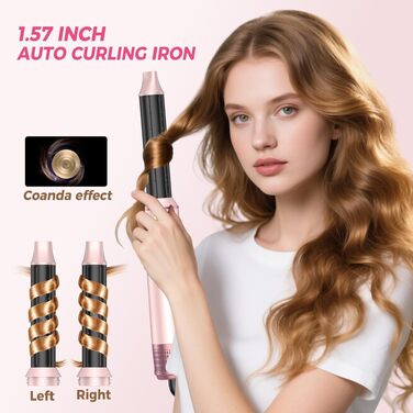 Мультистайлер для волосся 5 в 1 Atopskins Air Styler 1000W: фен-щітка, вирівнювач та плойка для сушіння, завивки та гладкого волосся, колір Creamrosa