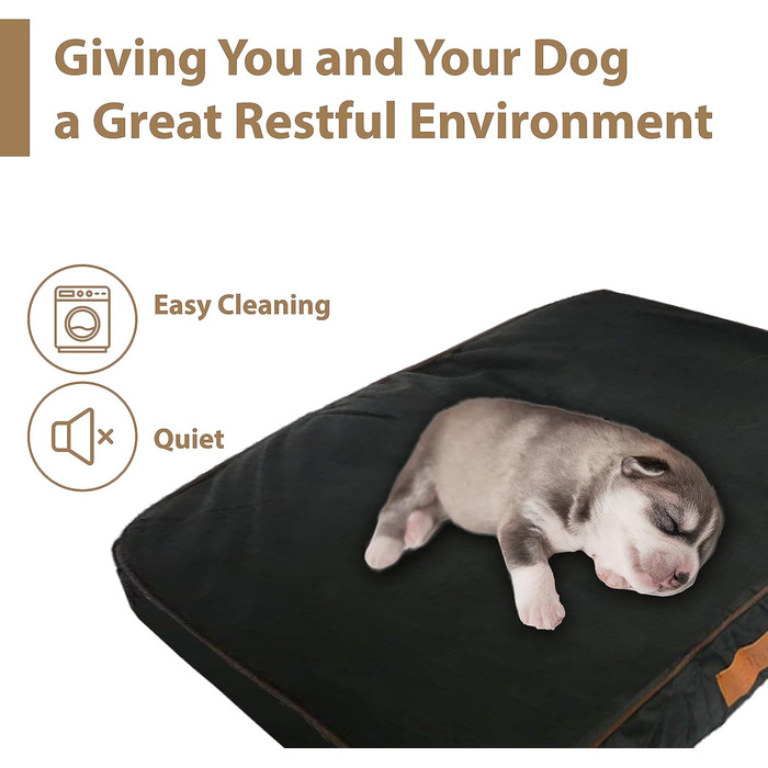 Ортопедичне ліжко для собак Ellie-Bo з Memory Foam, чорне, вологостійке, для клітки 76 см, розмір M - [71 x 48 x 6 см]