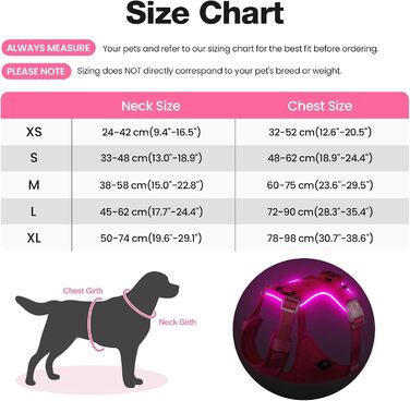 Світловідбиваючий нашийник для собак великих порід з LED-підсвічуванням, акумуляторний, регульований, 3 режими освітлення, висока видимість (Рожевий, Large)