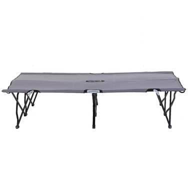 Outsunny Folding Camping Bed for 2 People, Folding Field Bed with Carry Bag, Weight Capacity up to 136 kg, Steel, Oxford Grey, 193 x 125 x 40 cm | Aosom