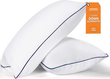 Подушка для сну MZOIMZO King Size, 2 шт, охолоджуюча, готельна якість, наповнювач штучний пух, для спини, живота або боку