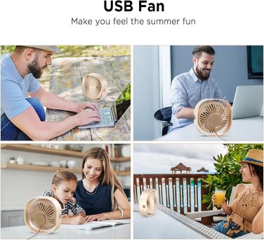 EasyAcc USB вентилятор: компактний настільний вентилятор з 3 швидкостями, 360° обертання, 2 роки гарантії, для офісу, дому, Beige