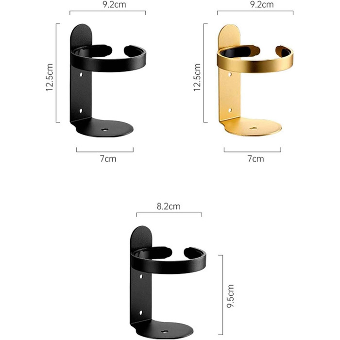 Wall-Mounted Toothbrush Holder No Drilling - Toothbrush Holder, Toothbrush Holder Bracket, Toothbrush Cup Holder, Self-Adhesive, Travel, Aluminum, Bathroom Mounted (Gold, 9.2x7x12.5cm)