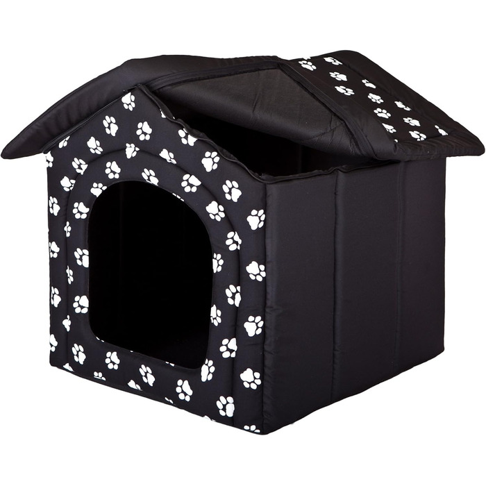 Кімната для собак, ліжко для собак, будиночок для собак, хатинка для собак. R1-R6 (R5 70x60 см, чорний з принтом лапок)