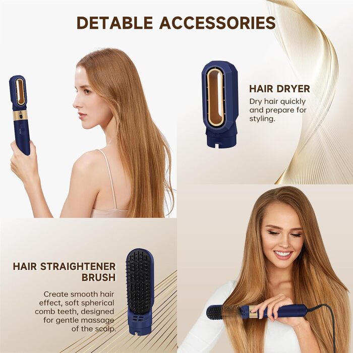 Фен-щітка 6 в 1 для волосся: стайлер, плойка, об'єм, локони