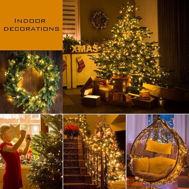 Гірлянда світлодіодна зовнішня 100 метрів, 1000 LED, теплий білий колір, для декору на Різдво, водонепроникна IP44, 8 режимів, для дому, вечірки, ялинки, балкону, тераси