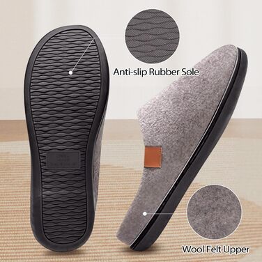 Домашні тапочки Hoefirm для чоловіків, Memory Foam, сірі, 42/43 EU
