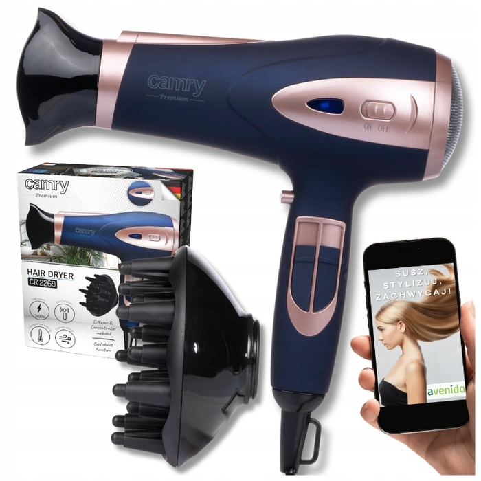 Фен для волосся Camry 2400 Вт з іонізацією та дифузором