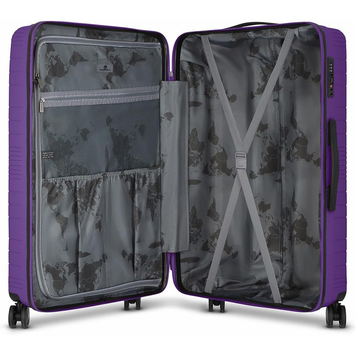 Набір валіз Franky Dallas 3.0 3 шт. | Тріумф, TSA-замок, 4 колеса, фіксуючий ручка | 36/60/92 л (фіолетовий, валіза L 75 см)