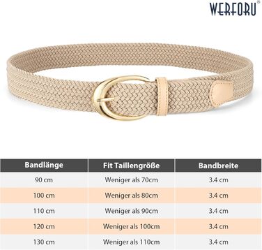 Плетений ремінь WERFORU: еластичний жіночий/чоловічий ремінь з пряжкою кольору хакі, 110 см