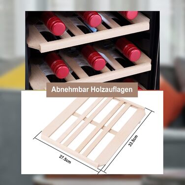Kalamera 28-Bottle Wine Refrigerator with Touch Panel, Stainless Steel Door, and Adjustable Shelves - 5°C to 18°C Cooling Zone