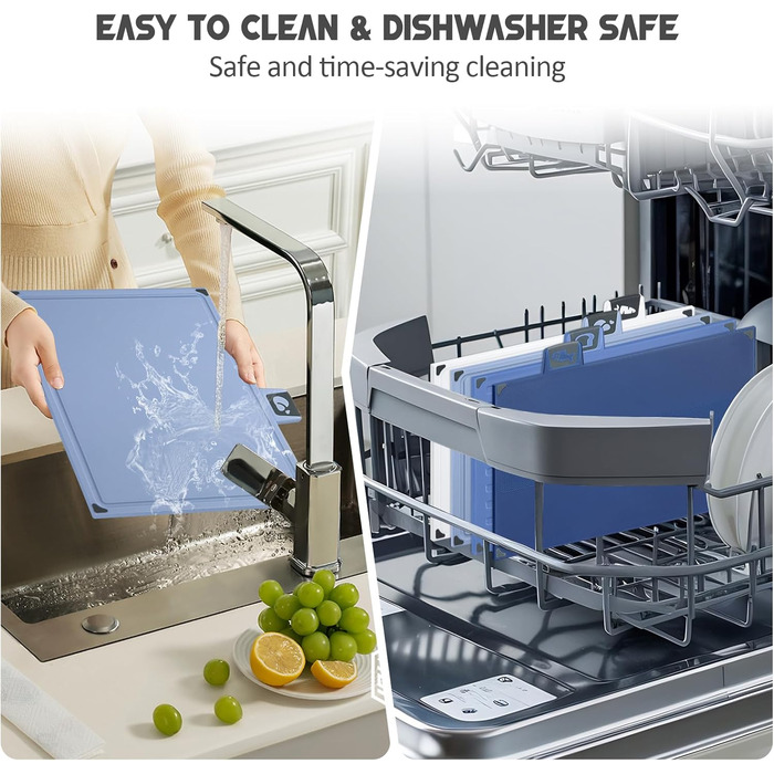 Набір з 3 дерев'яних обробних дощок, великі, з антибактеріальним покриттям, з пресом для часнику, для кухні, для овочів/фруктів/м'яса, бежевий+зелений+темно-синій