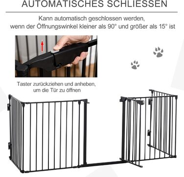 PawHut вольєр для цуценят 2-в-1, розкладний, 300x74.5 см, метал, чорний