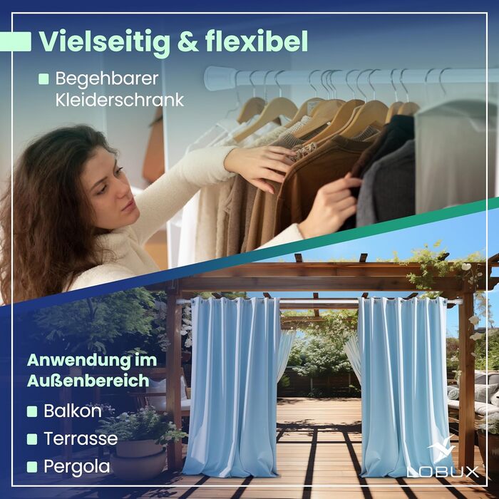 Штанга для штор без свердління, телескопічна, 260-350 см, біла. Підходить для штор, душової кабіни, одягу, сіток для котів.