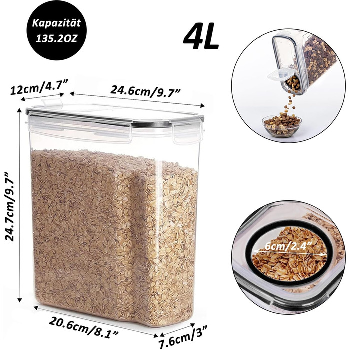 Набори контейнерів для зберігання Caliyo з кришкою, герметичні, для кухні, 4 шт.