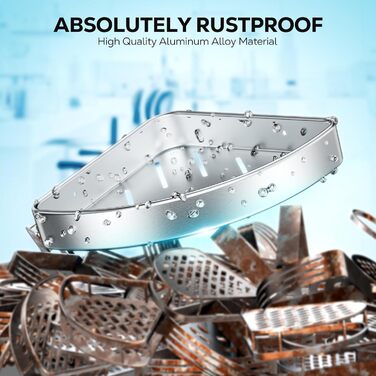 Поличка для душу Nieifi без свердління, кутова, нержавіюча сталь, 4 яруси, чорна, для ванної кімнати та душу