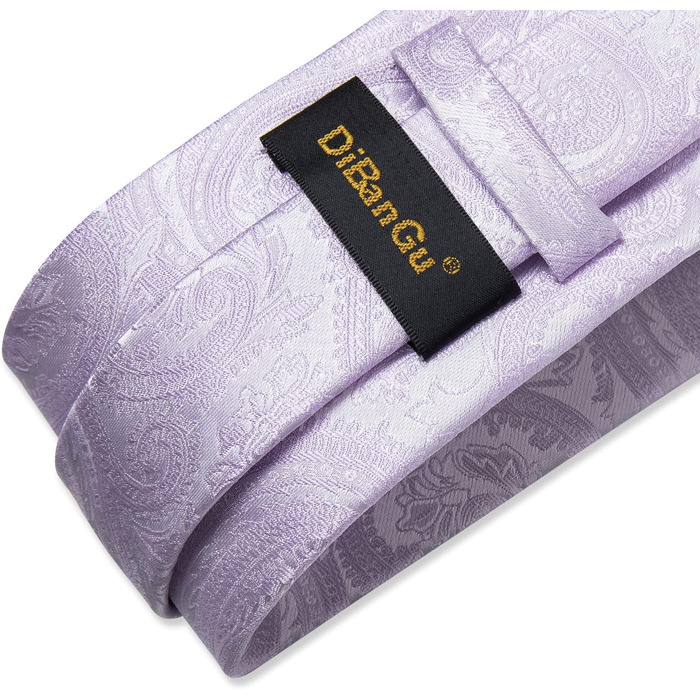 Набір краватки, хустинки та затискачів для манжет DiBanGu Paisley Lavendel7901 - Офіційний, весільний, діловий стиль
